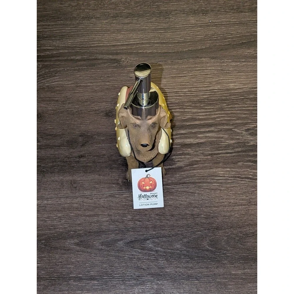 SPOOKY Halloween Dachshund Hot Dog Soap Dispenser Resin/Metal Pump Polished